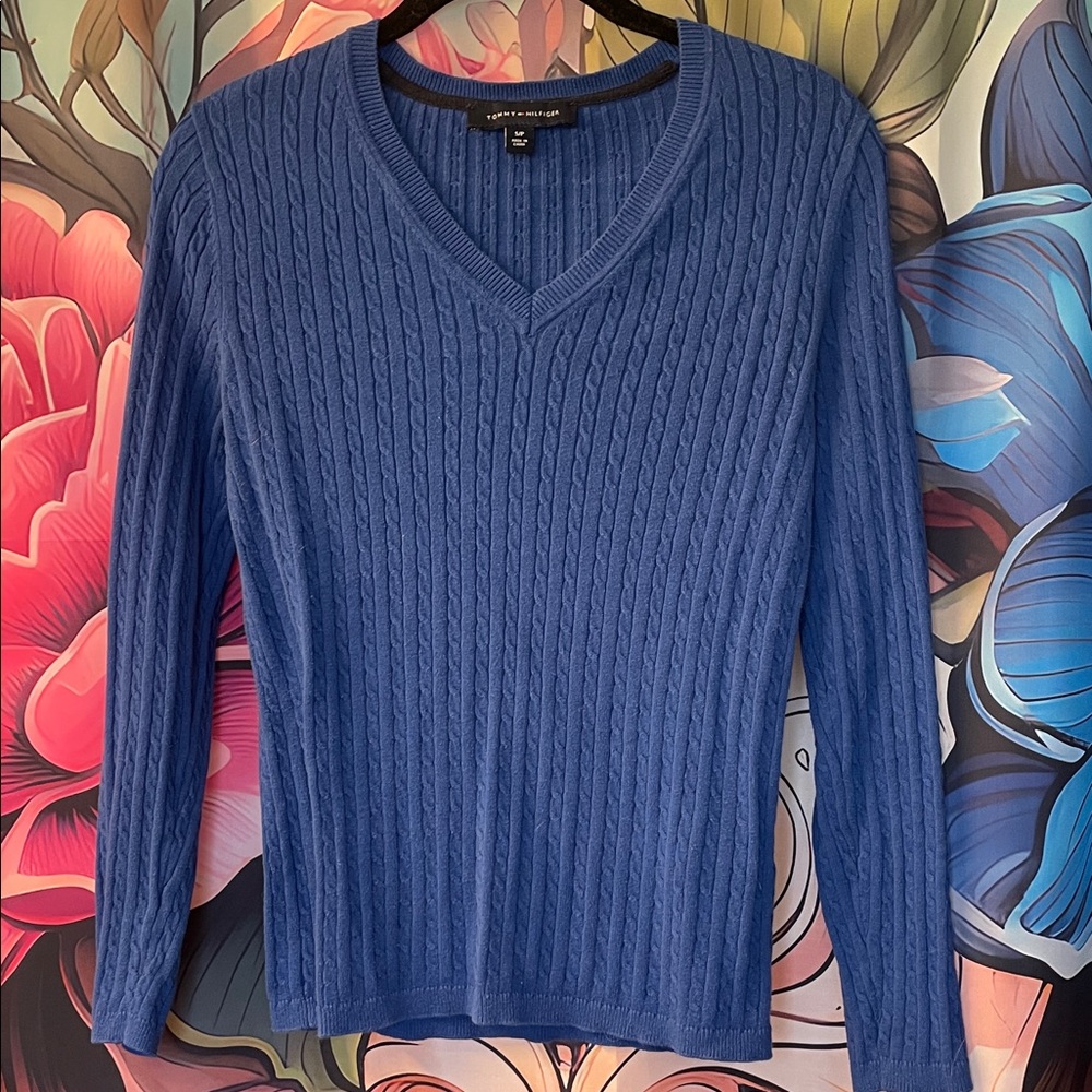Tommy Hilfiger Blue V-Neck Sweater